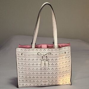 Kate Spade White Laser Cut Leather Shoulder Bag